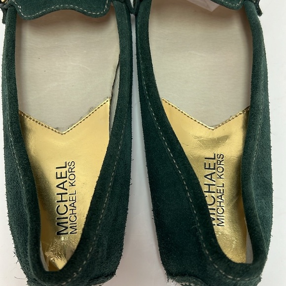 Michael Kors Suede Moccasin Loafer Flats -Green with Gold Hardware Size 6.5 - Picture 6 of 8